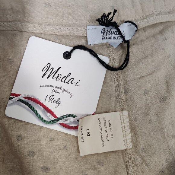 Modai Women's NEW Shorts Size L Beige Cotton Lined Eyelet Resortwear Lightweight - Picture 2 of 10